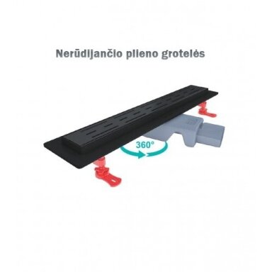 Dušo latakas Valtemo juodas plastikas 360 Dušo latakas Valtemo juodas plastikas 360