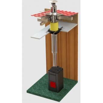 Dvisienių dūmtraukių DW50Sauna komplektas, juoda struktūrinė spalva, d.115/215 mm