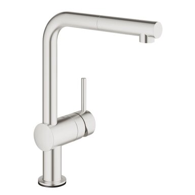 Grohe Minta Touch elektroninis plautuvės maišytuvas, L formos ištraukiamas snapas, nerūdijančio plieno spalva Grohe Minta Touch elektroninis plautuvės maišytuvas, L formos ištraukiamas snapas, nerūdijančio plieno spalva