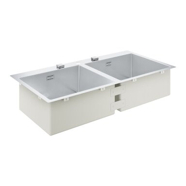 Grohe nerūdijančio plieno plautuvė K800, dubens išmatavimai 46,2 x 40 cm, su dviem dubenimis Grohe nerūdijančio plieno plautuvė K800, dubens išmatavimai 46,2 x 40 cm, su dviem dubenimis