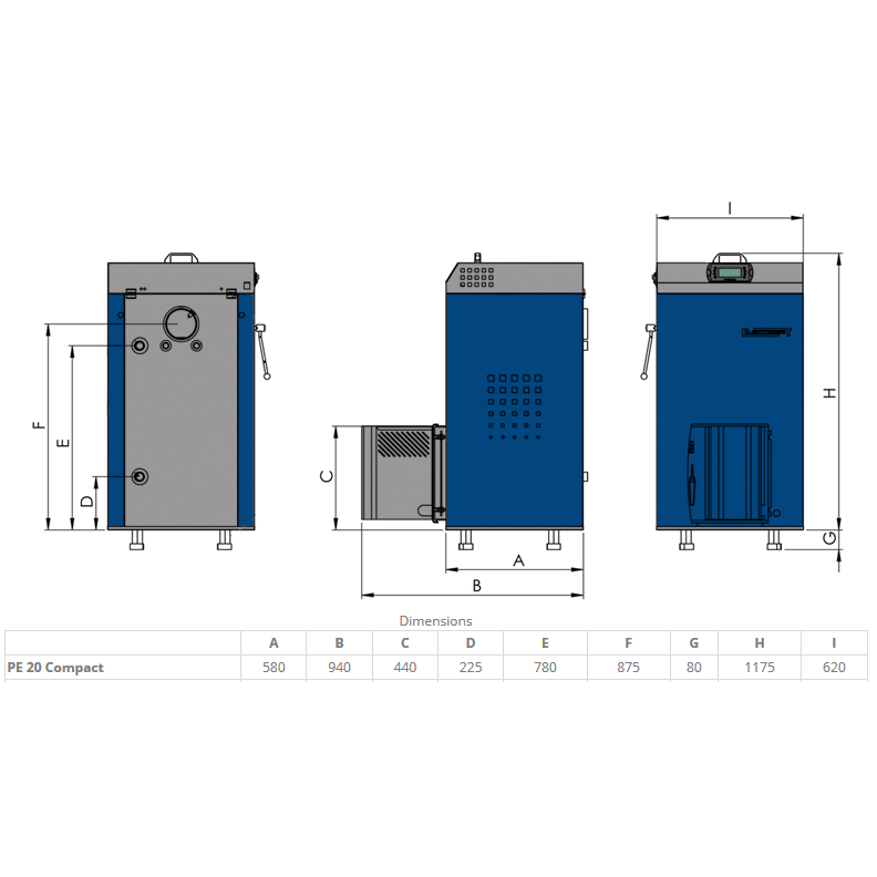 Granulinis katilas Elektromet EKO PE COMPACT 20/310 (galia 18kW, talpa granulėms 310 l) 1