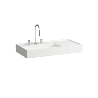 Kartell by LAUFEN Praustuvas 90x46 cm, lentyna dešinėje, su paslėptu nuotaku, pagaminta iš SaphirKeramik Kartell by LAUFEN Praustuvas 90x46 cm, lentyna dešinėje, su paslėptu nuotaku, pagaminta iš SaphirKeramik