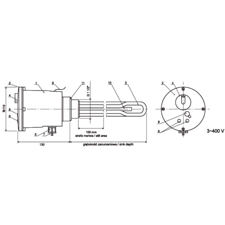 Kaitinimo elementas Elektromet EJK 9000 W (400 V) 1 Kaitinimo elementas Elektromet EJK 9000 W (400 V) 1