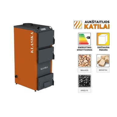 Kieto kuro katilas KLASIKA, viršutinio degimo, 16kW Kieto kuro katilas KLASIKA, viršutinio degimo, 16kW