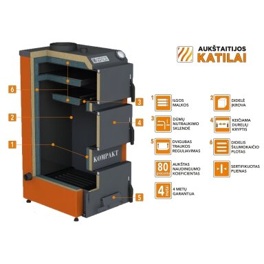 Kieto kuro katilas KOMPAKT 20, 20kW Kieto kuro katilas KOMPAKT 20, 20kW