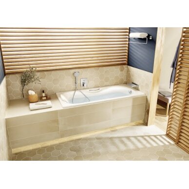 MALIBU emaliuota ketaus vonia 160 × 70 cm, antislip, balta 2