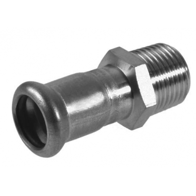 Nerūd. plieno Therm Inox pres. jungtis 28 x 3/4", su iš. sriegiu Nerūd. plieno Therm Inox pres. jungtis 28 x 3/4", su iš. sriegiu
