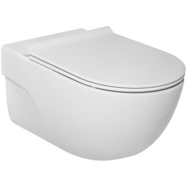 Pakabinamas unitazas MERIDIAN Rimless PACK su Slim SC dangčiu (560x360x400 mm), baltas Pakabinamas unitazas MERIDIAN Rimless PACK su Slim SC dangčiu (560x360x400 mm), baltas