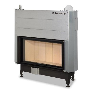 Plieninis židinio ugniakuras Romotop KV HEAT H3LF05 88.50.05 su pakeliamomis durimis ir juodo šamoto plytomis Plieninis židinio ugniakuras Romotop KV HEAT H3LF05 88.50.05 su pakeliamomis durimis ir juodo šamoto plytomis