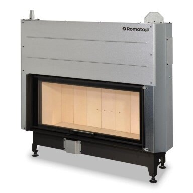 Plieninis židinio ugniakuras Romotop KV HEAT H3LG05 110.50.01 su pakeliamomis durimis ir juodo šamoto plytomis Plieninis židinio ugniakuras Romotop KV HEAT H3LG05 110.50.01 su pakeliamomis durimis ir juodo šamoto plytomis