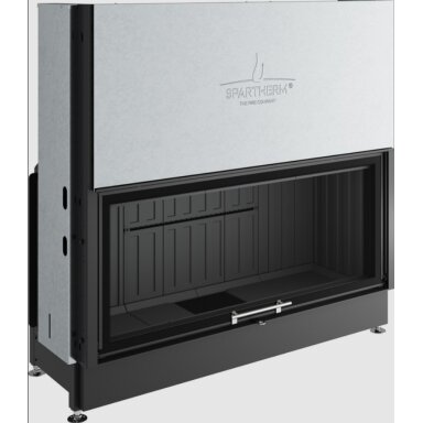 Plieninis židinio ugniakuras Spartherm Varia Bh 120-4S, tiesiu, tonuotais kraštais stiklu, juodi šamotai Plieninis židinio ugniakuras Spartherm Varia Bh 120-4S, tiesiu, tonuotais kraštais stiklu, juodi šamotai