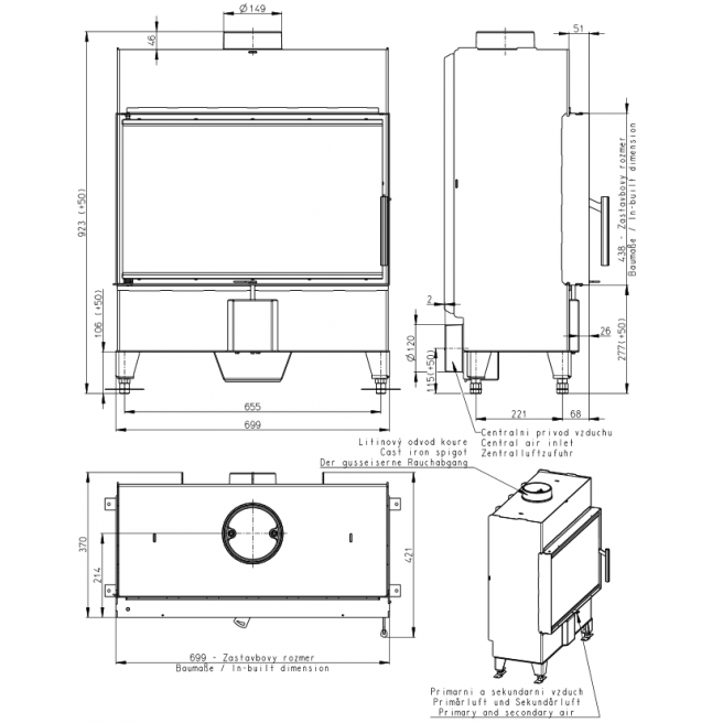 Plieninis židinio ugniakuras Romotop KV HEAT H2P13 70.44.13 (gylis 370mm) 1 Plieninis židinio ugniakuras Romotop KV HEAT H2P13 70.44.13 (gylis 370mm) 1