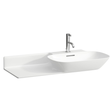 Praustuvas INO 900x450 mm su lentyna kairėje, 1 skyle maišyt., Saphir Keramik, LCC, baltas