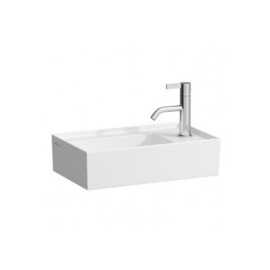 Praustuvas Kartell by Laufen 460x280x120 mm, LCC danga, maišytuvas dešinėje, be perlajos, baltas Praustuvas Kartell by Laufen 460x280x120 mm, LCC danga, maišytuvas dešinėje, be perlajos, baltas