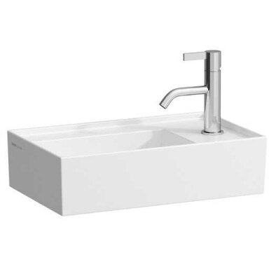 Praustuvas Kartell by Laufen 460x280x120 mm, maišytuvas dešinėje, be perlajos, baltas Praustuvas Kartell by Laufen 460x280x120 mm, maišytuvas dešinėje, be perlajos, baltas