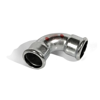 Presuojama cinkuoto plieno alkūnė RM Steelpress, vidus/vidus, Ø42, 90° Presuojama cinkuoto plieno alkūnė RM Steelpress, vidus/vidus, Ø42, 90°