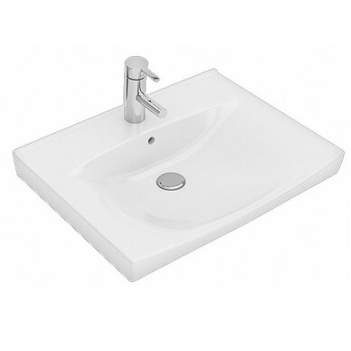 Praustuvas Inspira 60 cm, baltas su anga maišytuvui Praustuvas Inspira 60 cm, baltas su anga maišytuvui