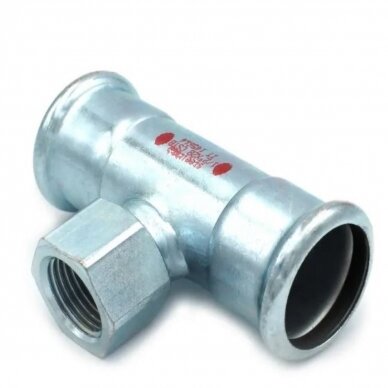 Presuojamas cinkuoto plieno trišakis vidiniu sriegiu RM Steelpress, 1/2"x28 Presuojamas cinkuoto plieno trišakis vidiniu sriegiu RM Steelpress, 1/2"x28