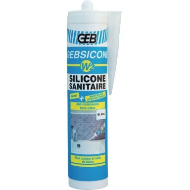 Sanitarinis silikonas "GEBSICONE W2 BLANC" 310ml. (baltas) (892200) Sanitarinis silikonas "GEBSICONE W2 BLANC" 310ml. (baltas) (892200)