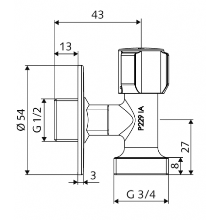 SCHELL vietą taupantis ventilis skalbimo mašinai 1/2"x3/4" 1 SCHELL vietą taupantis ventilis skalbimo mašinai 1/2"x3/4" 1