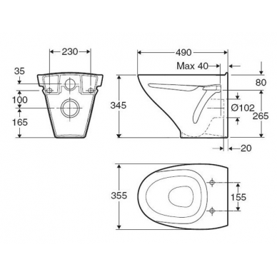SIGN pakabinamas unitazas 2/4 ltr., baltas 1