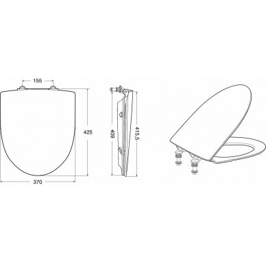 Unitazo dangtis INSPIRA lengvai nuimamas arba fiksuoto tvirtinimo, kietas, baltas 1 Unitazo dangtis INSPIRA lengvai nuimamas arba fiksuoto tvirtinimo, kietas, baltas 1