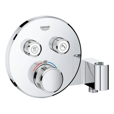 Virštinkinė dušo maišytuvo dalis Grohtherm Smartcontrol, 2 valdikliai, su integruotu dušo laikikliu, chromas Virštinkinė dušo maišytuvo dalis Grohtherm Smartcontrol, 2 valdikliai, su integruotu dušo laikikliu, chromas