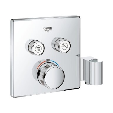 Virštinkinė termostatinio maišytuvo dalis Grohtherm Smartcontrol, 2 valdikliai, su integruotu dušo laikikliu, chromas Virštinkinė termostatinio maišytuvo dalis Grohtherm Smartcontrol, 2 valdikliai, su integruotu dušo laikikliu, chromas